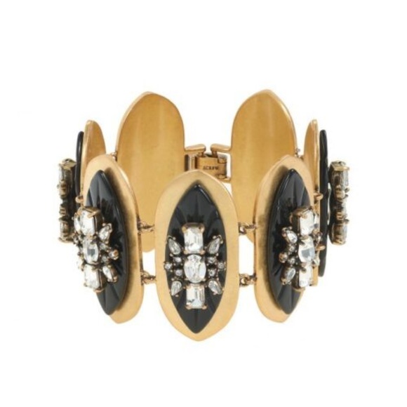 J. Crew Jewelry - SOLD - J.Crew Oval Plate Art Deco Crystal Bracelet